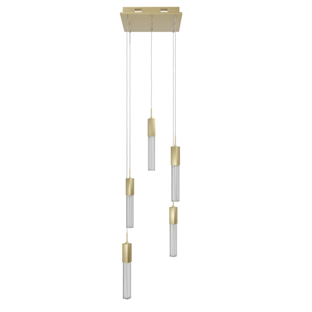 Boa LED Chandelier in Brushed Brass/Studded Crystals by Avenue Lighting