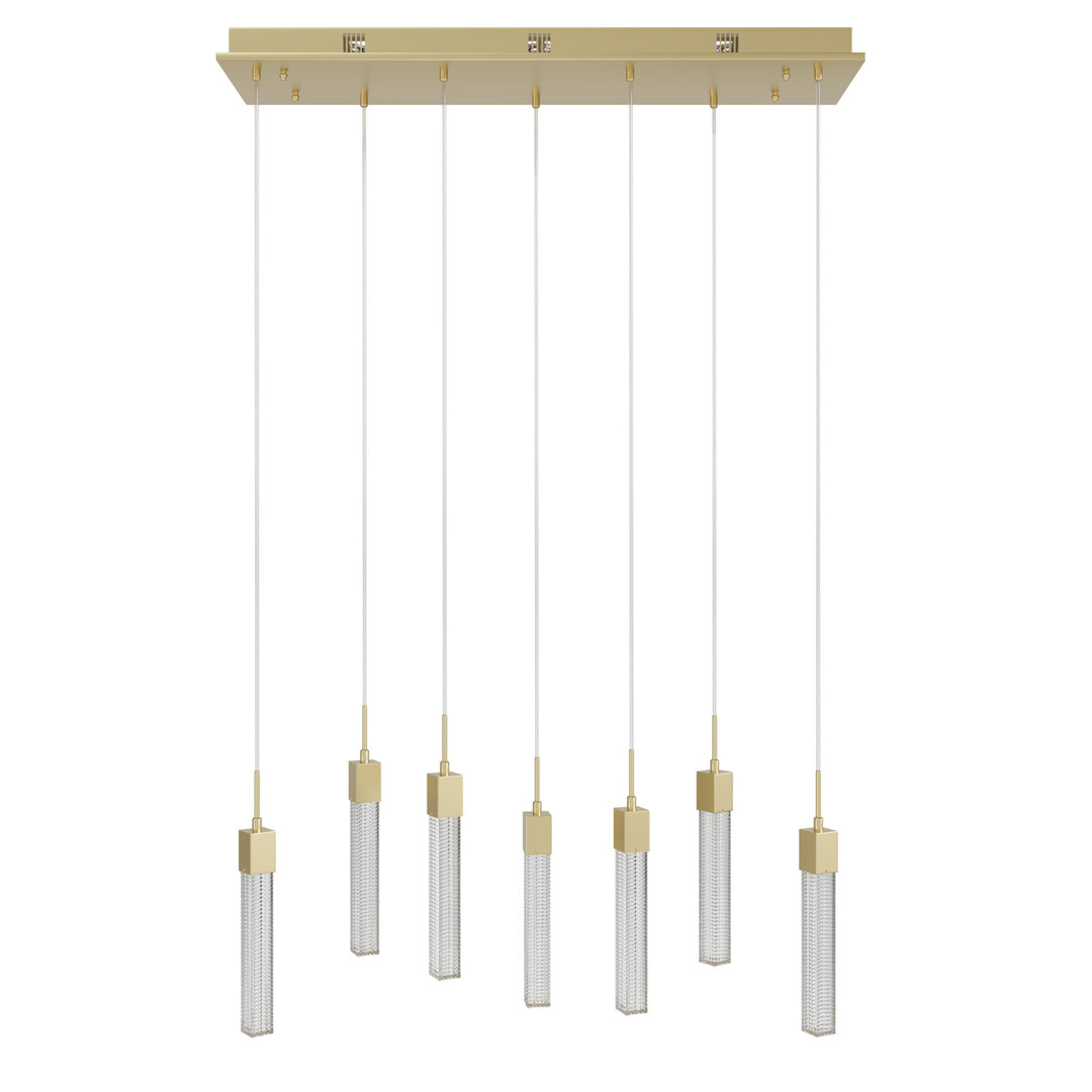 Boa LED Chandelier in Brushed Brass/Studded Crystals by Avenue Lighting