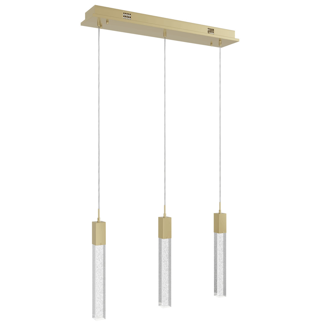 The Original Glacier Linear LED Chandelier in Brushed Brass/Bubbled Crystals by Avenue Lighting