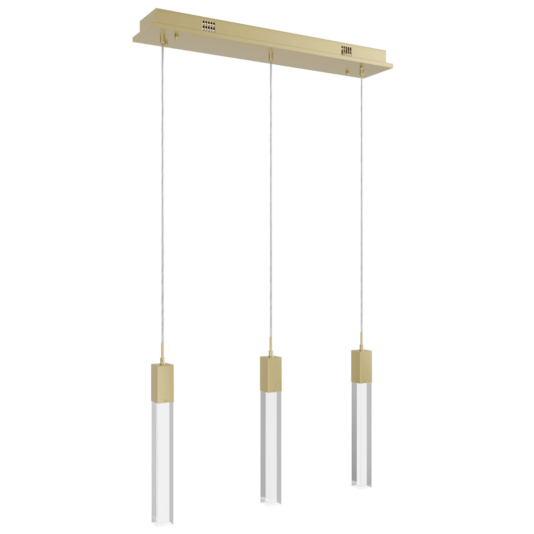 The Original Glacier Linear LED Chandelier Brushed Brass/Clear Crystals by Avenue Lighting