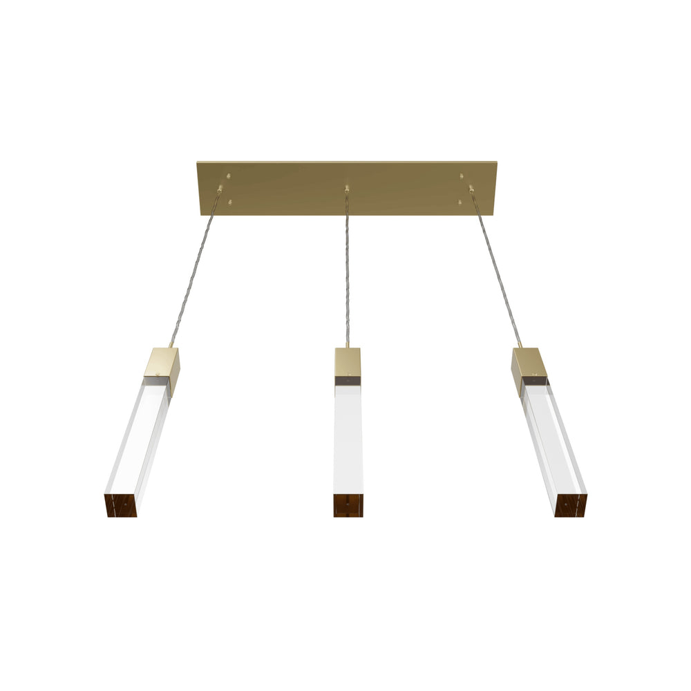 The Original Glacier Linear LED Chandelier Brushed Brass/Clear Crystals by Avenue Lighting - view 2