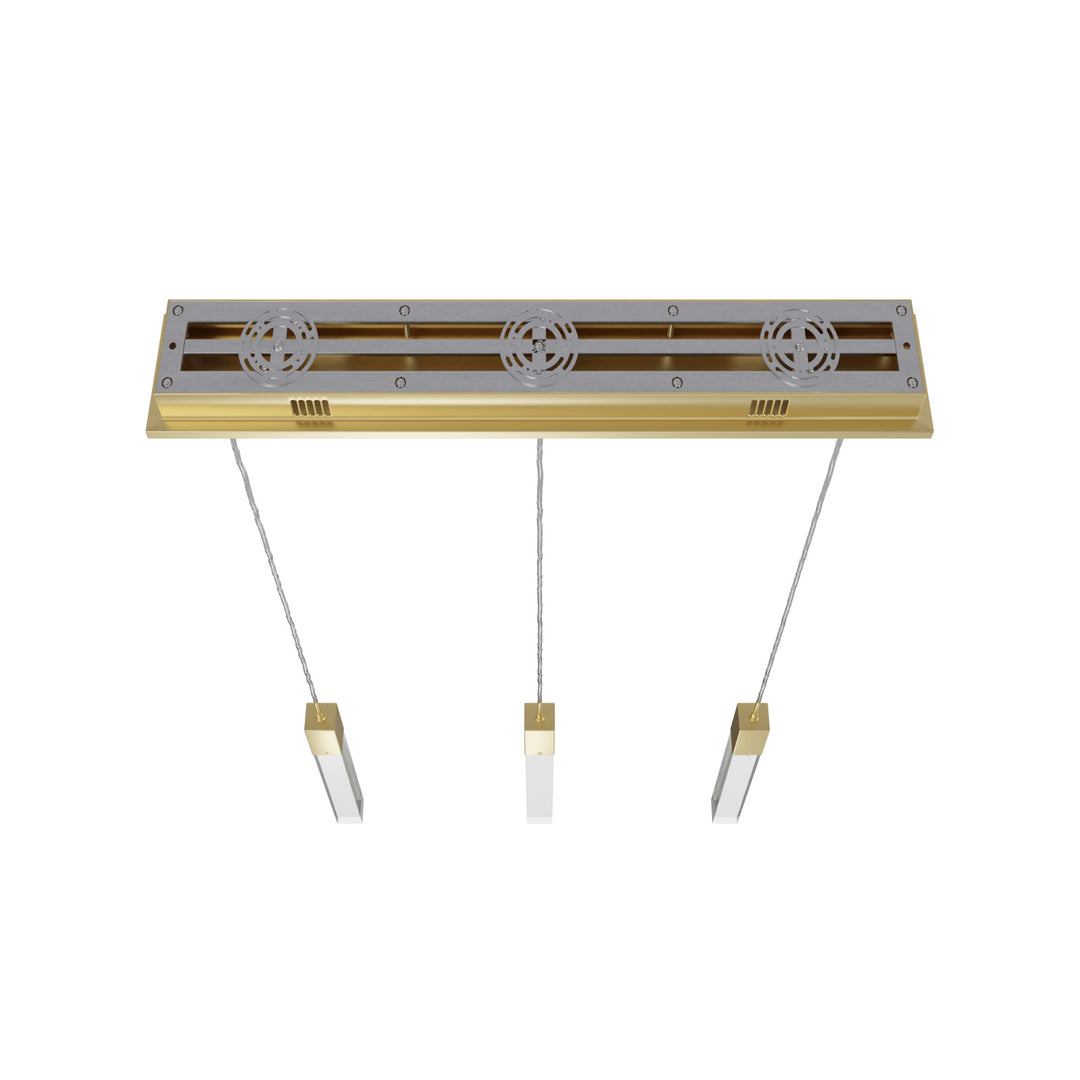 The Original Glacier Linear LED Chandelier Brushed Brass/Clear Crystals by Avenue Lighting - view 3
