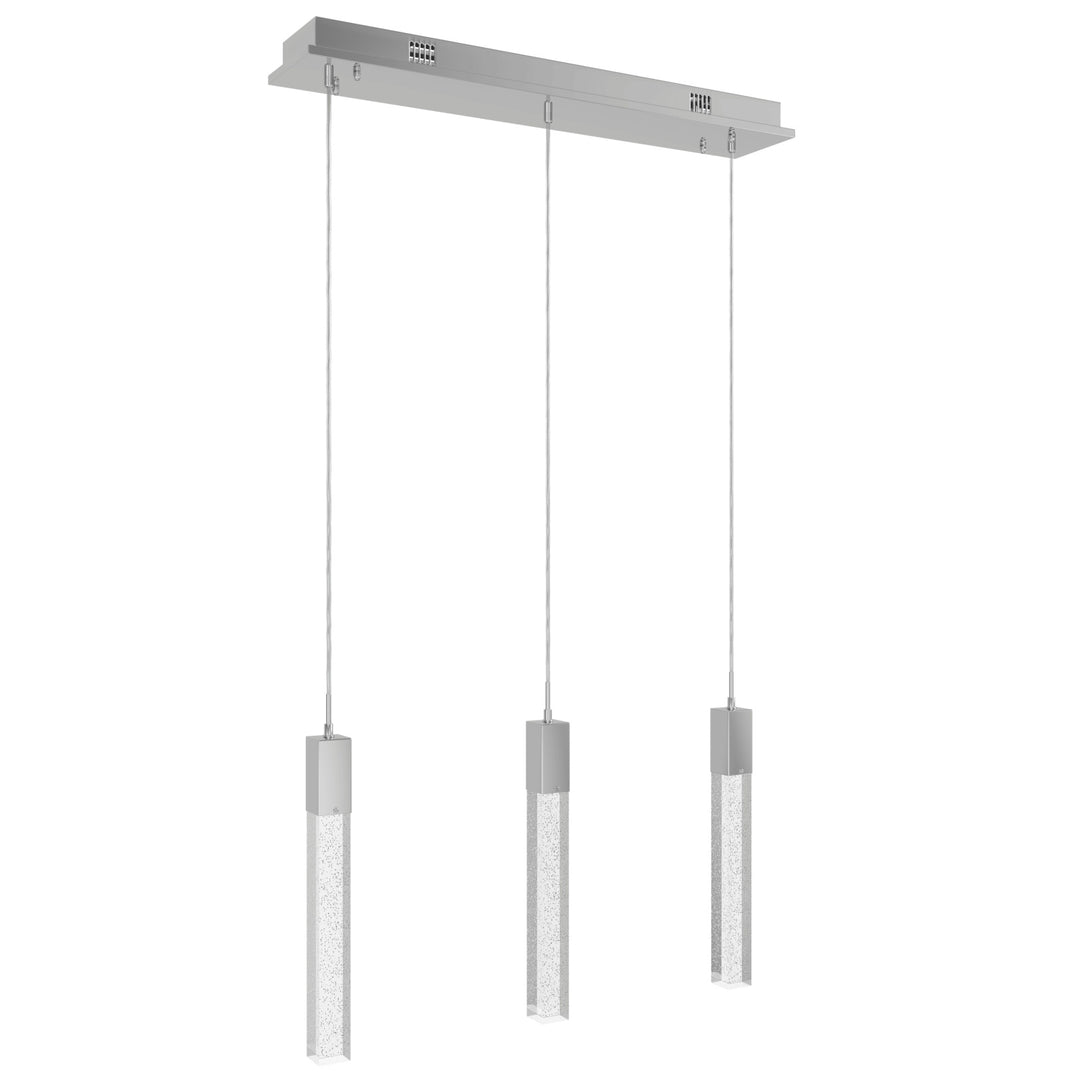 The Original Glacier Linear LED Chandelier in Polished Chrome/Bubbled Crystals by Avenue Lighting