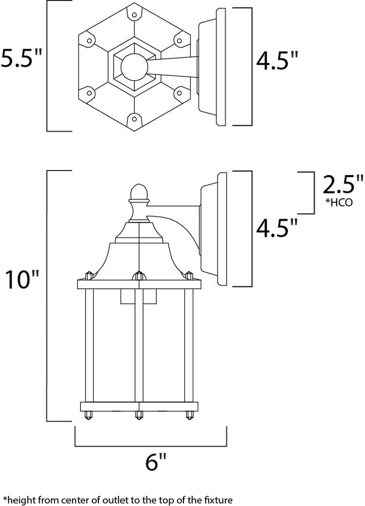 Builder Cast LED 1-Light Outdoor Wall Mount dimensions diagram