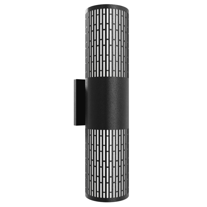 Avenue Outdoor Cylindrical LED Wall Sconce in Black with Perforated Grid Frame by Avenue Lighting