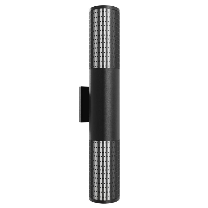 Avenue Outdoor Cylindrical LED Wall Sconce in Black with Perforated Grid Frame by Avenue Lighting