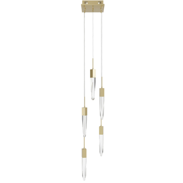 The Original Aspen Linear LED Chandelier in Brushed Brass/Clear Crystals by Avenue Lighting
