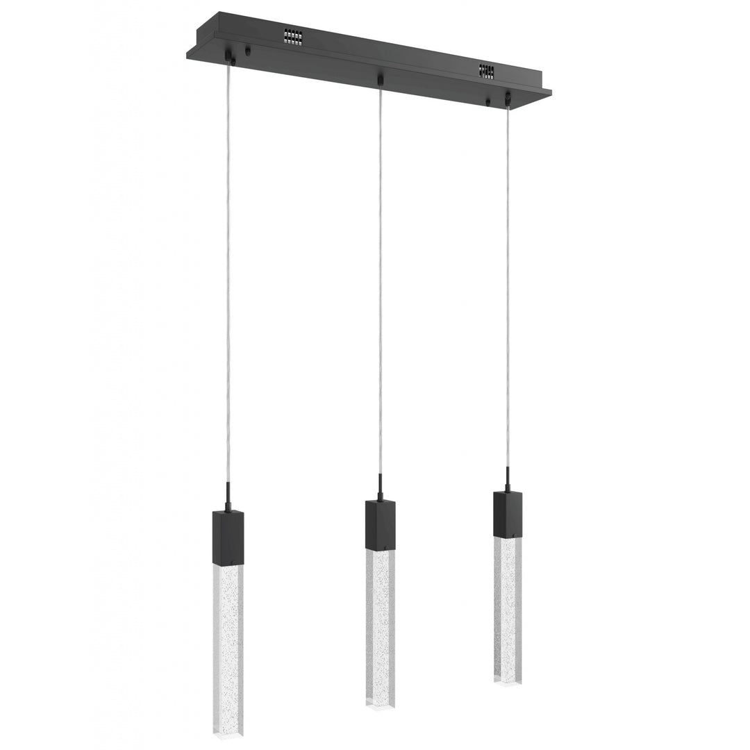 The Original Glacier Linear LED Chandelier in Black/Bubbled Crystals by Avenue Lighting