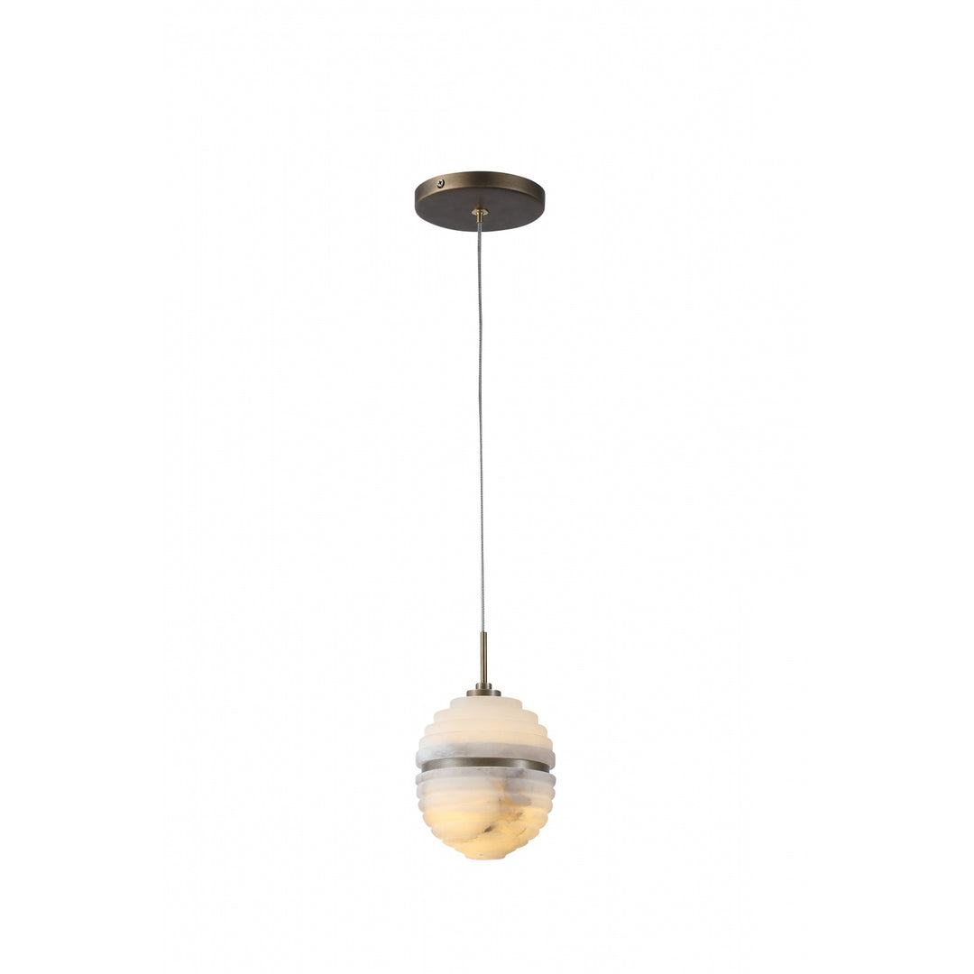Sedona Round Ribbed Alabaster Pendant by Avenue Lighting