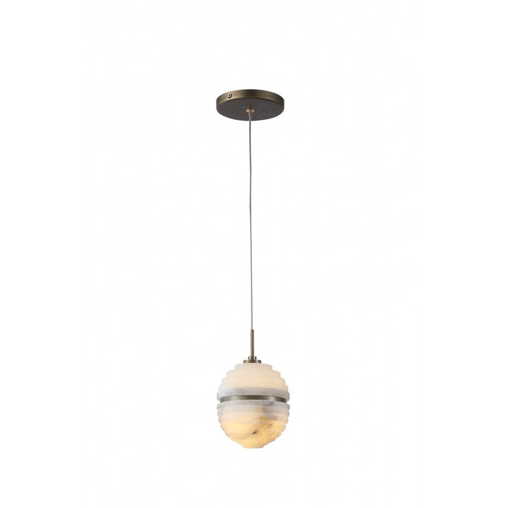 Sedona Round Ribbed Alabaster Pendant by Avenue Lighting
