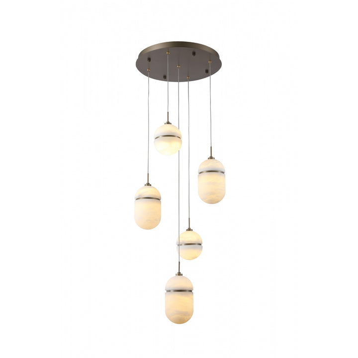 Sedona Alabaster Chandelier, 5-Light 16"W, by Avenue Lighting