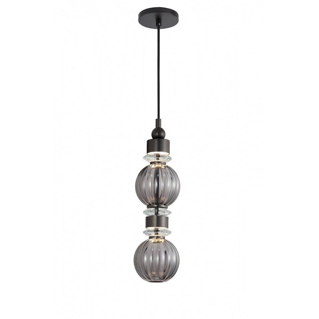 Avra Stacked LED Pendant in Black/Smoked Glass by Avenue Lighting