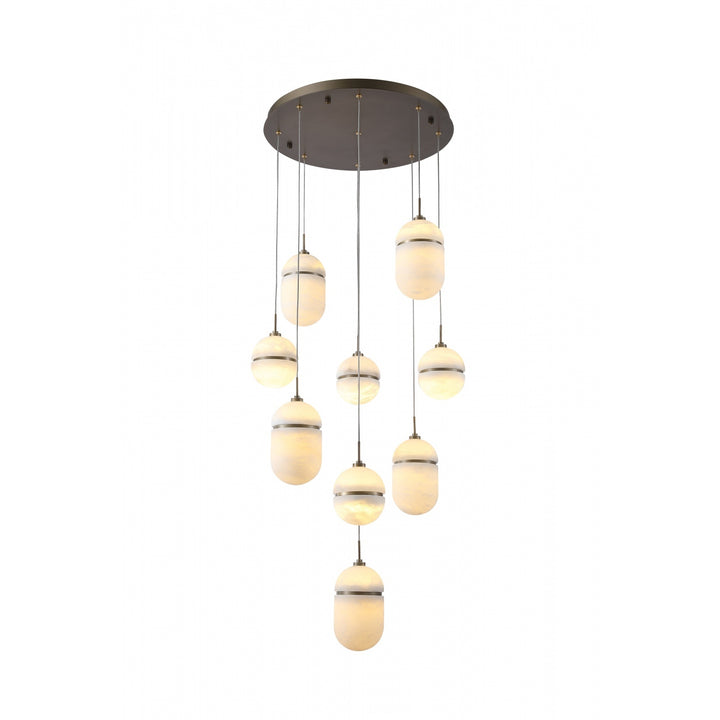 Sedona Alabaster Chandelier, 9-Light 20"W, by Avenue Lighting