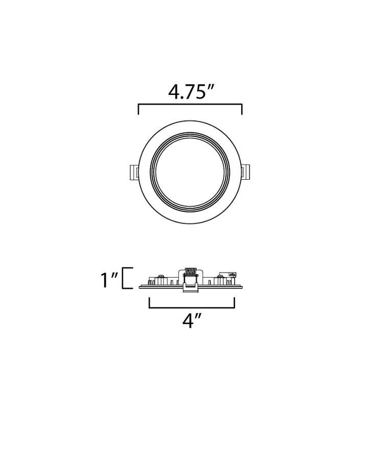 Slim Baffle Recessed 5CCT dimensions diagram