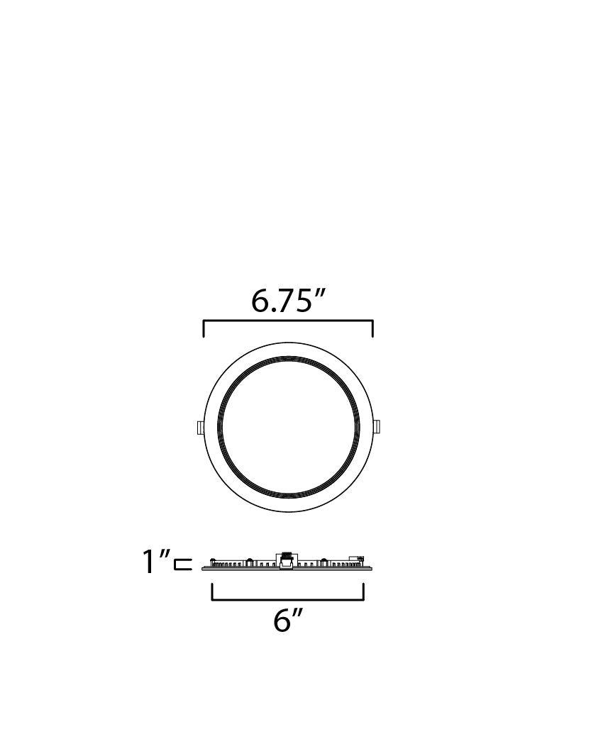 Slim Baffle Recessed 5CCT dimensions diagram