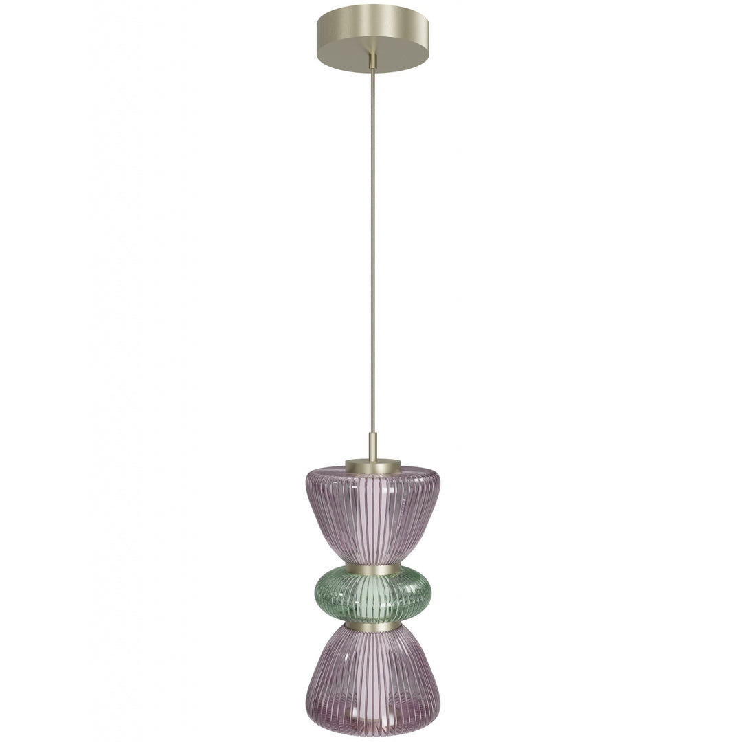 Rosewood LED Pendant in Brass with Purple/Green Glass by Avenue Lighting