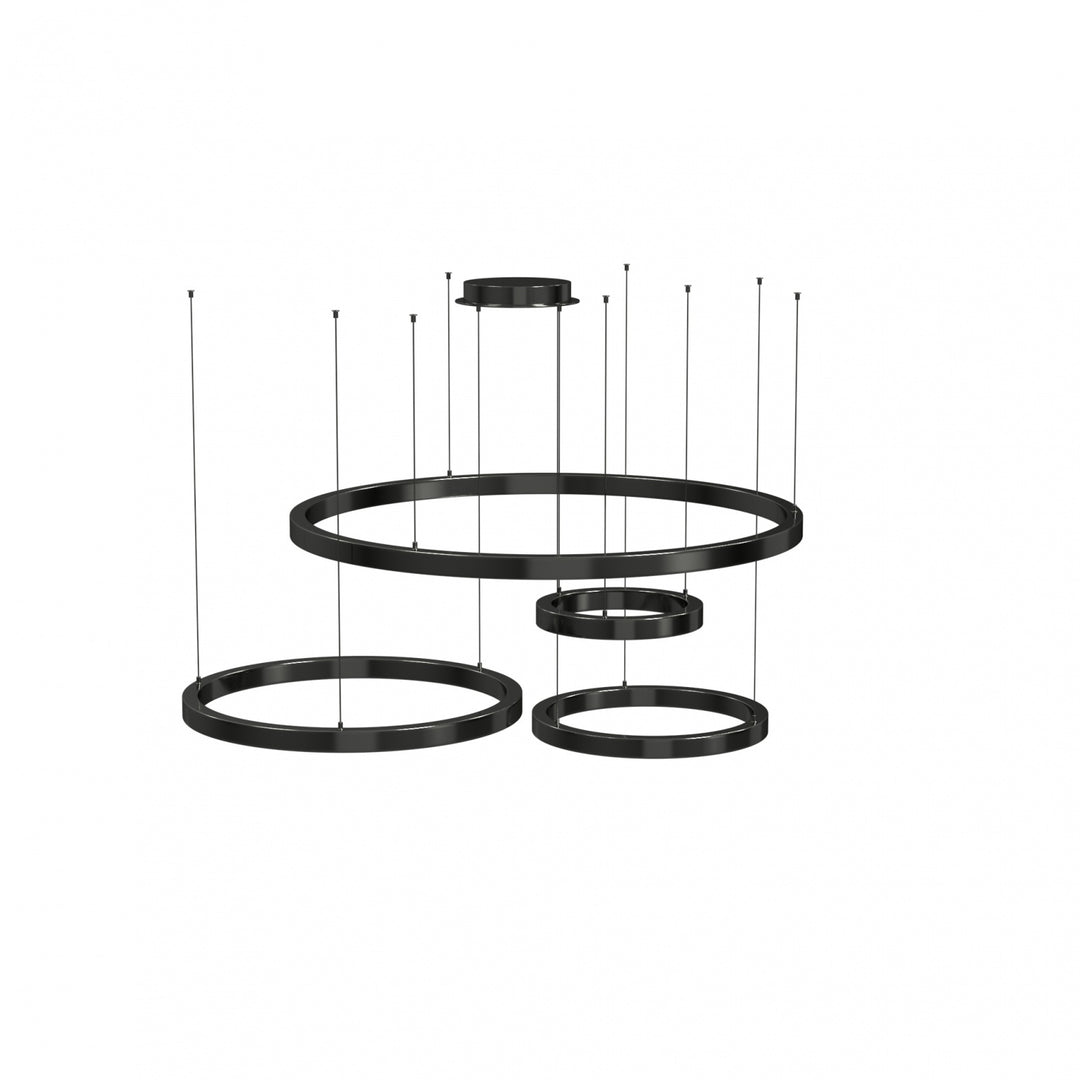 Aria 4-Ring LED Chandelier in Polished Black by Avenue Lighting