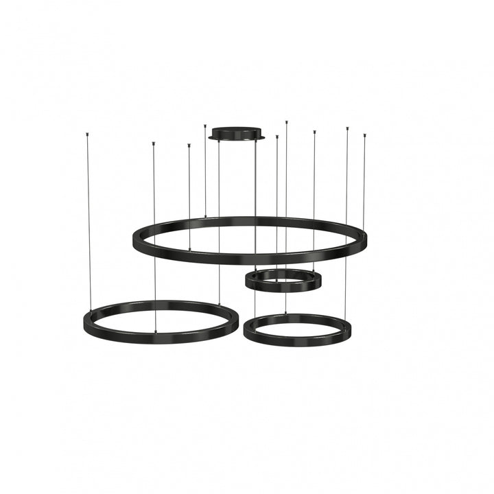 Aria 4-Ring LED Chandelier in Polished Black by Avenue Lighting