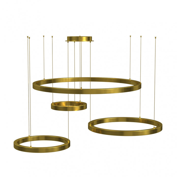 Aria 4-Ring LED Chandelier in Polished Brass by Avenue Lighting