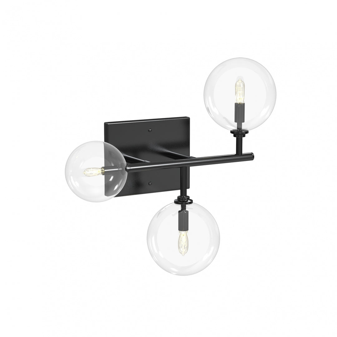 Delilah Wall Sconce in Black/Clear Glass by Avenue Lighting