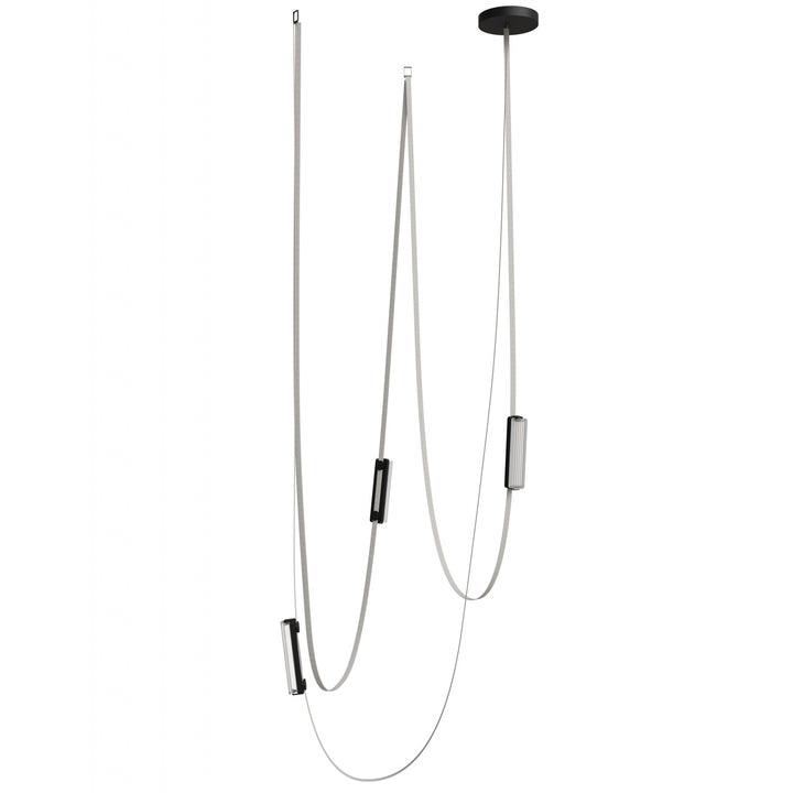 Fremont Belt Chandelier in Ivory/Clear Ribbed Glass Bars by Avenue Lighting