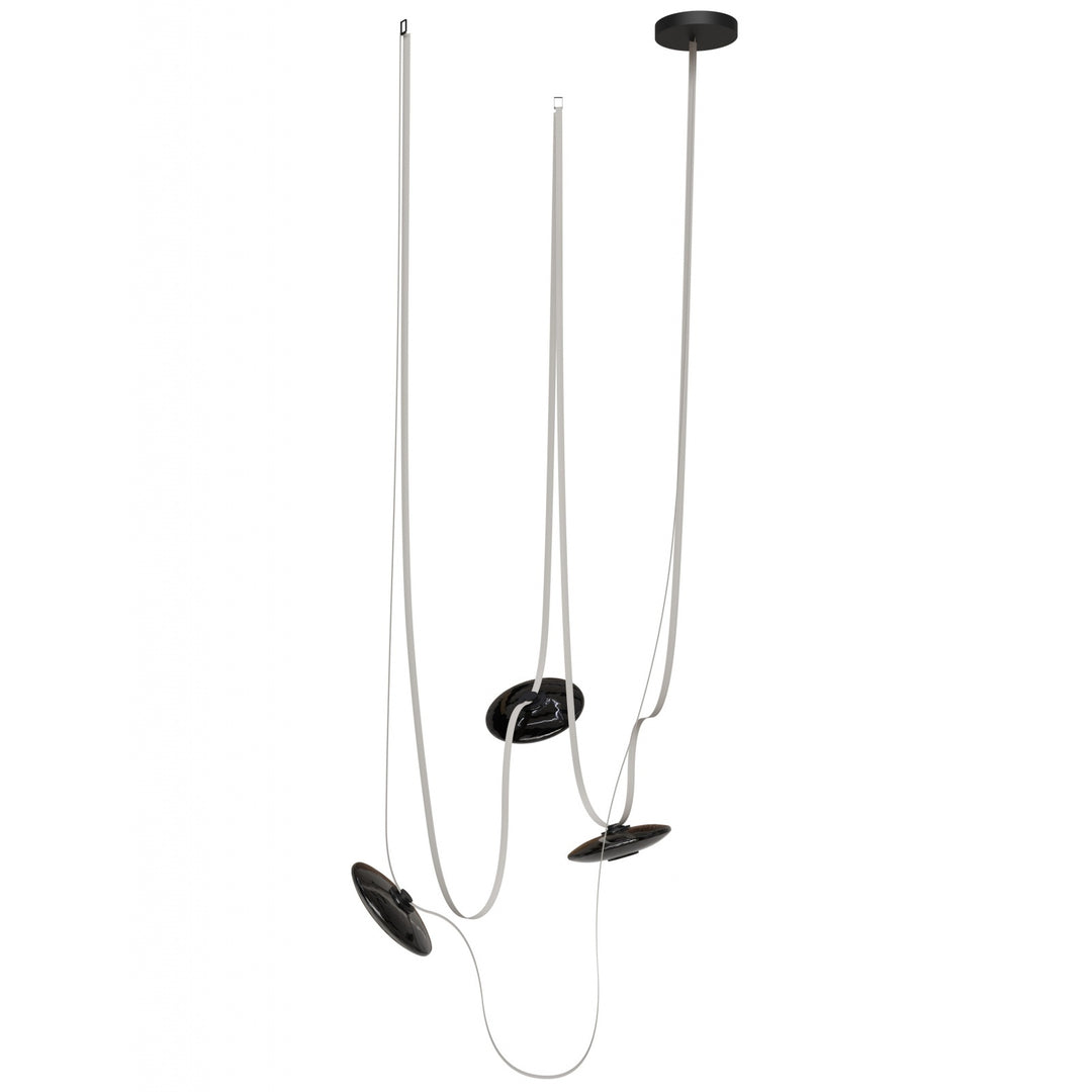 Fremont Belt Chandelier in Ivory/Smoked Glass Disc by Avenue Lighting