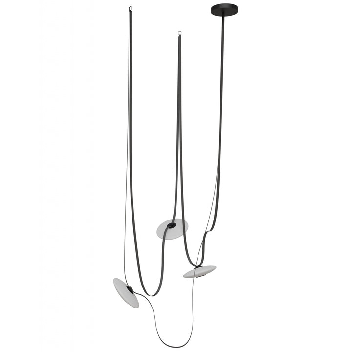 Fremont Belt Chandelier in Black/White Glass Disc by Avenue Lighting