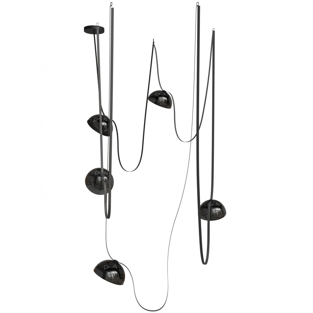 Fremont Belt Chandelier in Black/Smoked Glass Bowls by Avenue Lighting
