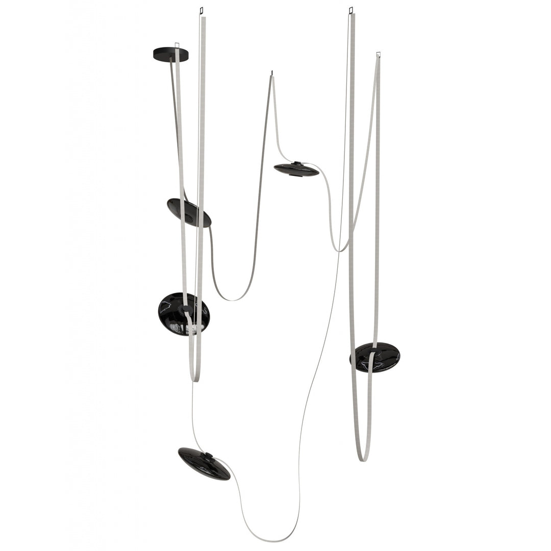 Fremont Belt Chandelier in Ivory/Smoked Glass Disc by Avenue Lighting