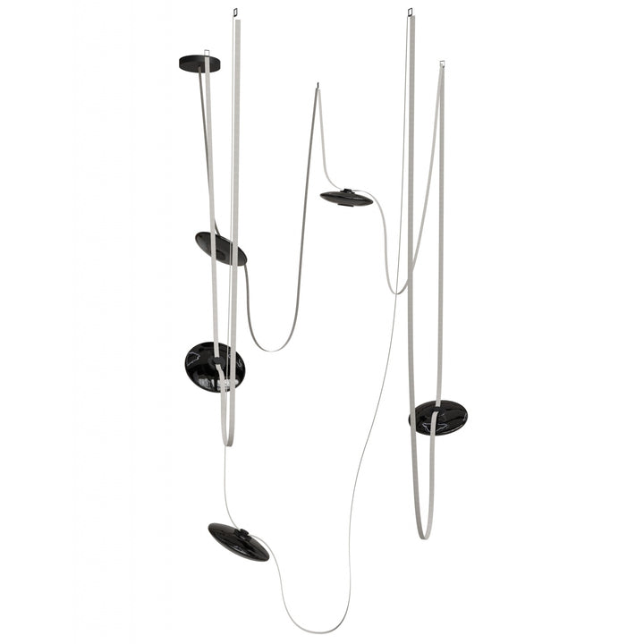 Fremont Belt Chandelier in Ivory/Smoked Glass Disc by Avenue Lighting