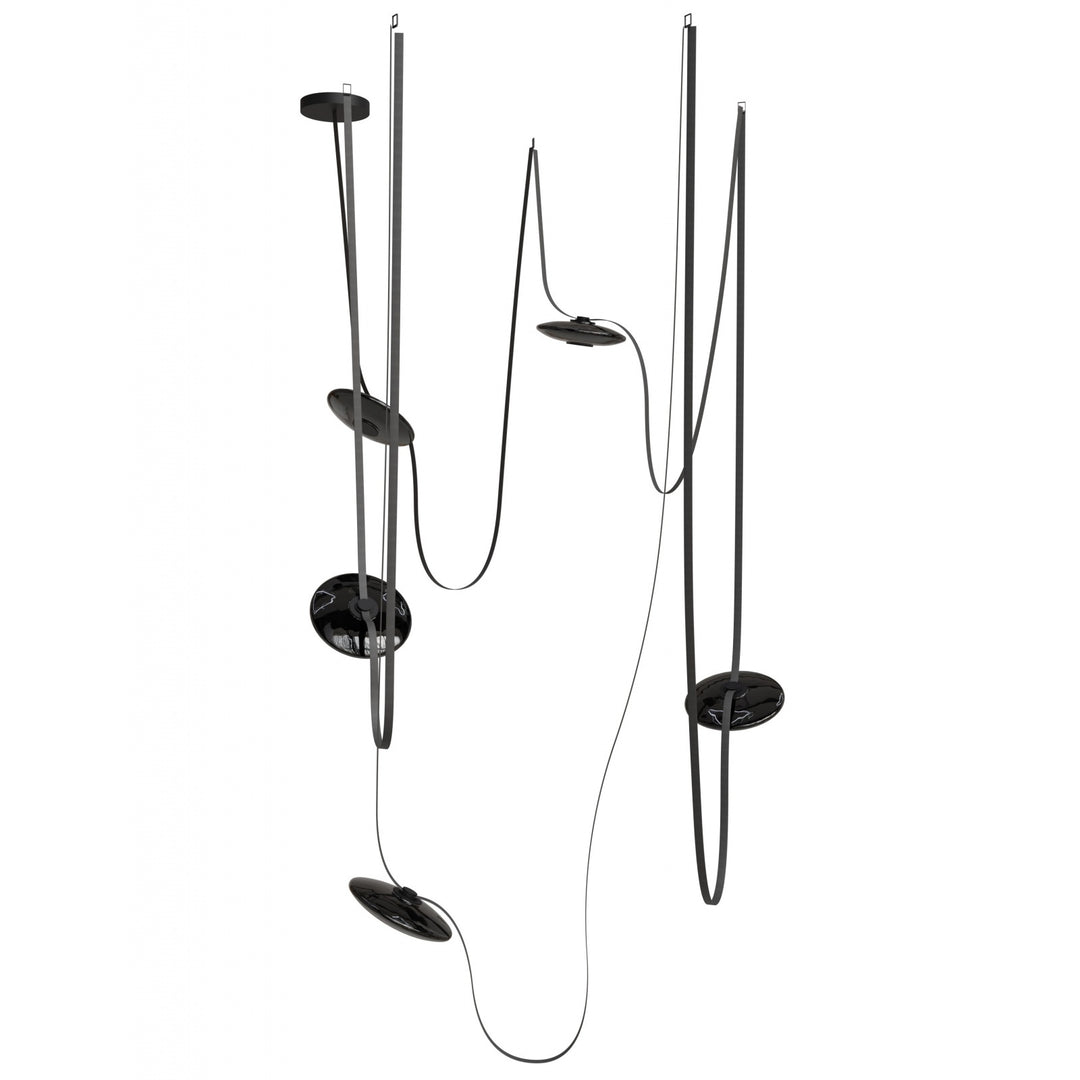Fremont Belt Chandelier in Black/Smoked Glass Disc by Avenue Lighting