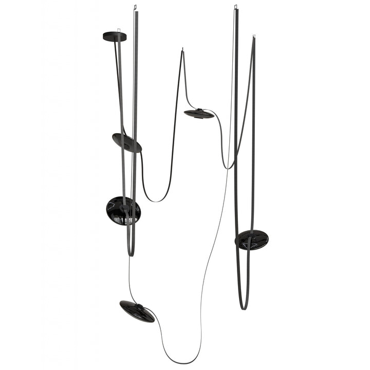 Fremont Belt Chandelier in Black/Smoked Glass Disc by Avenue Lighting