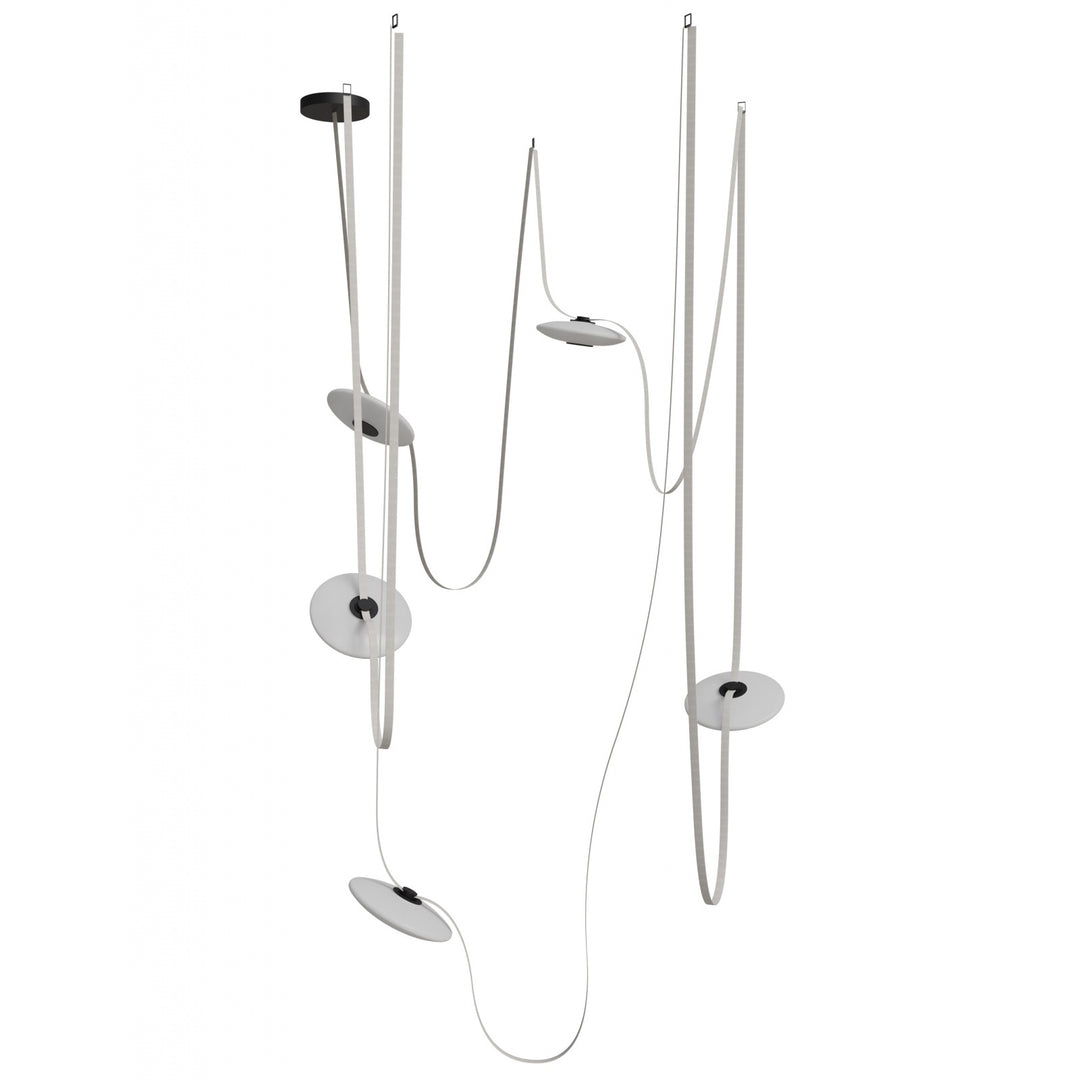 Fremont Belt Chandelier in Ivory/White Glass Disc by Avenue Lighting