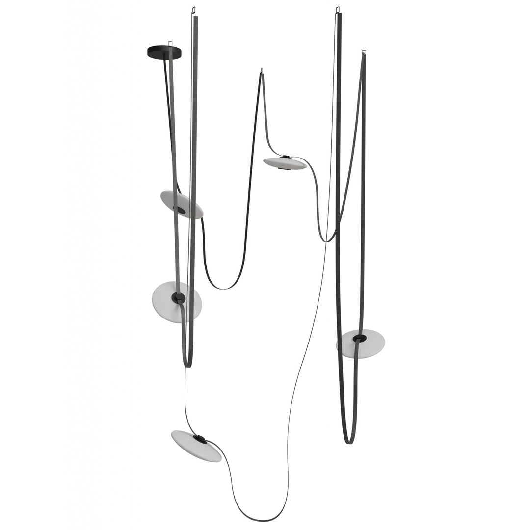 Fremont Belt Chandelier in Black/White Glass Disc by Avenue Lighting