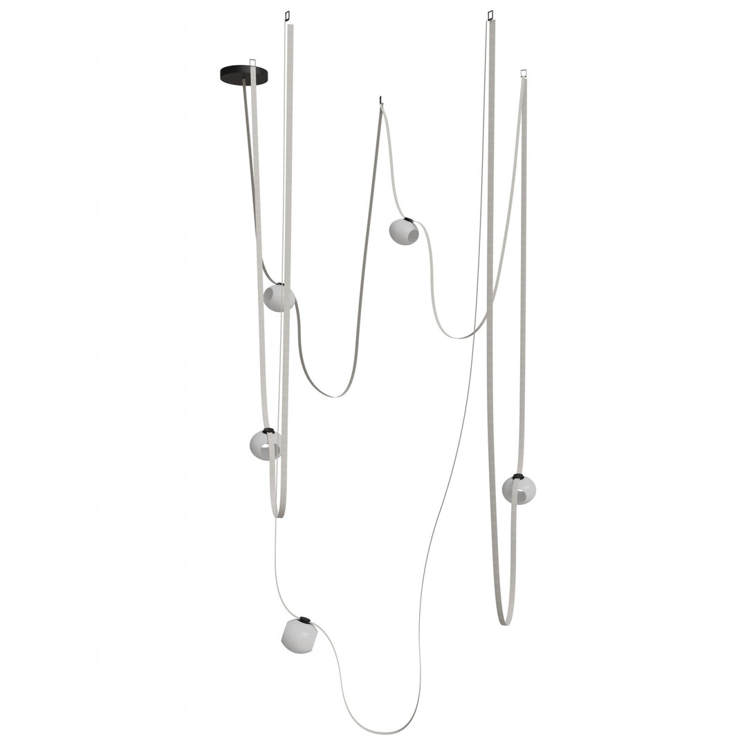Fremont Belt Chandelier in Ivory/White Glass Open Globes by Avenue Lighting
