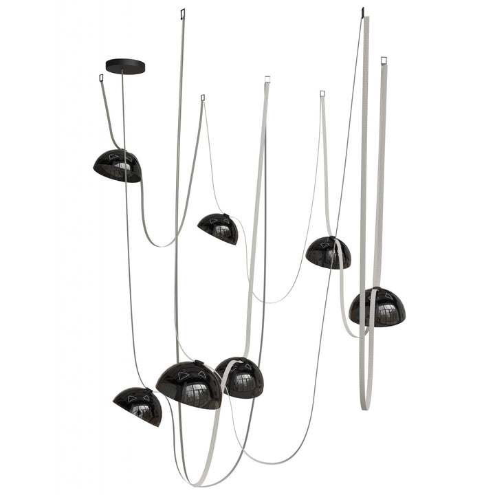 Fremont Belt Chandelier in Ivory/Smoked Glass Bowls by Avenue Lighting