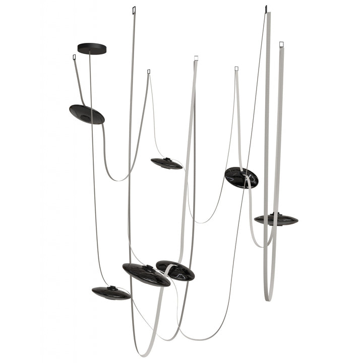 Fremont Belt Chandelier in Ivory/Smoked Glass Disc by Avenue Lighting