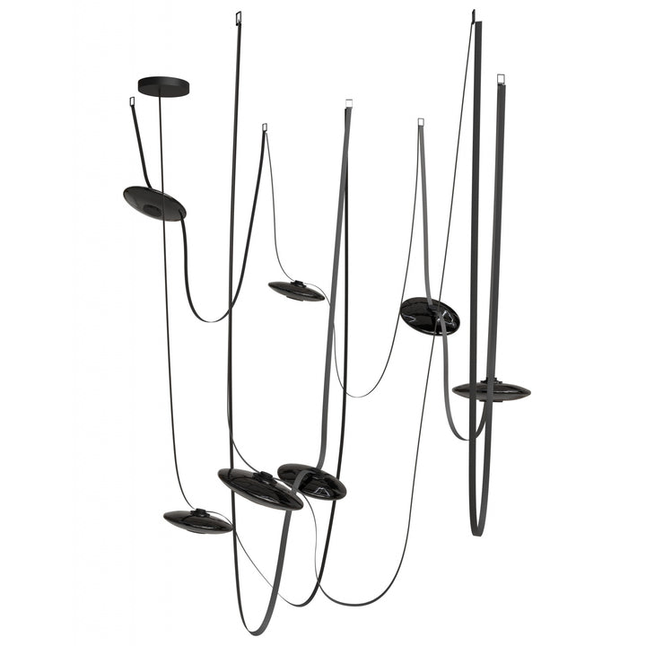Fremont Belt Chandelier in Black/Smoked Glass Disc by Avenue Lighting