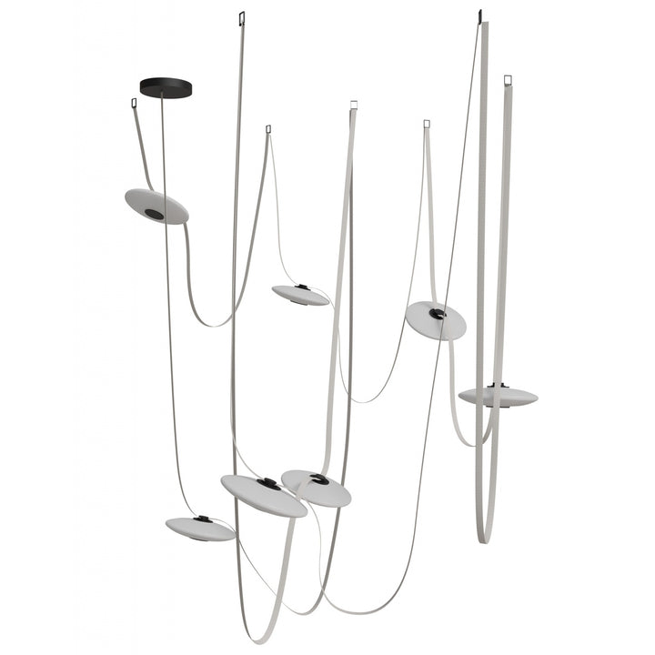 Fremont Belt Chandelier in Ivory/White Glass Disc by Avenue Lighting