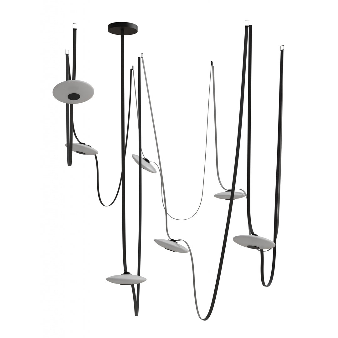Fremont Belt Chandelier in Black/White Glass Disc by Avenue Lighting