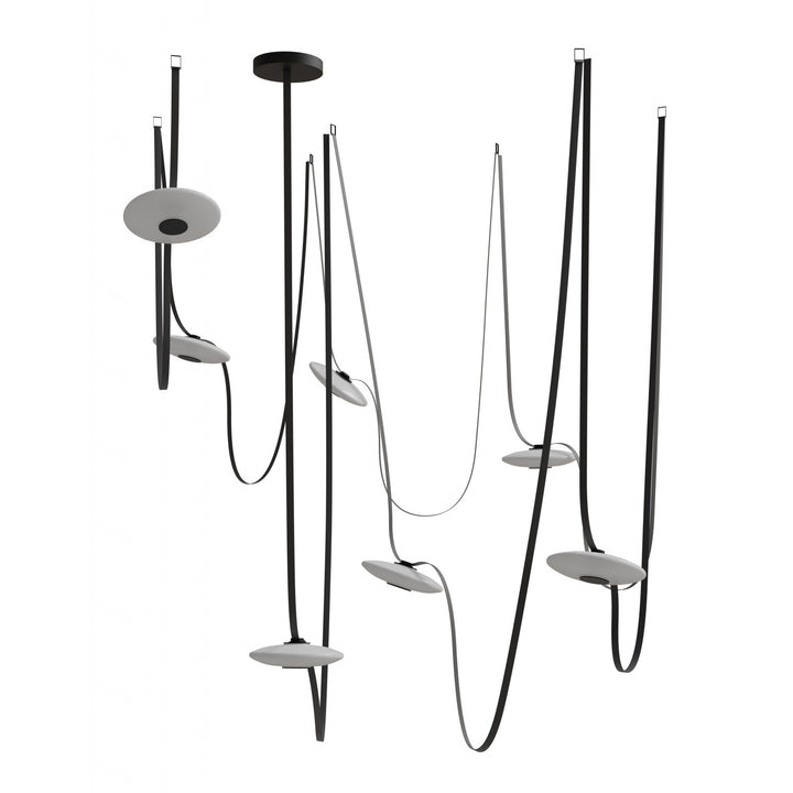 Fremont Belt Chandelier in Black/White Glass Disc by Avenue Lighting
