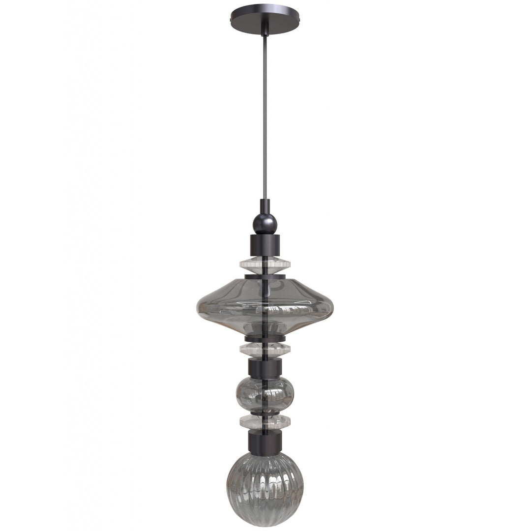 Avra Top Stacked LED Pendant in Black/Smoked Glass by Avenue Lighting