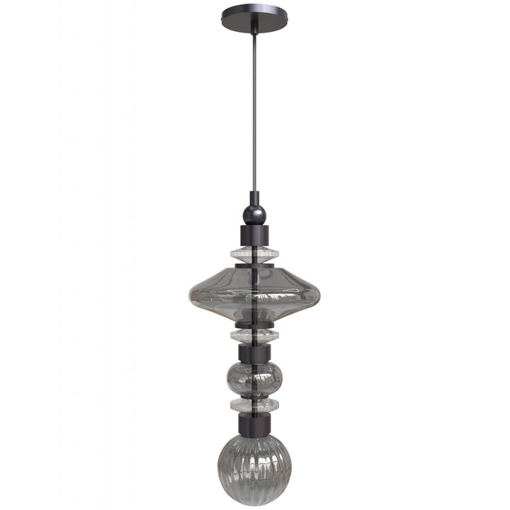 Avra Top Stacked LED Pendant in Black/Smoked Glass by Avenue Lighting