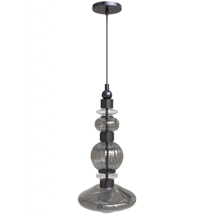 Avra Bottom Stacked LED Pendant in Black/Smoked Glass by Avenue Lighting