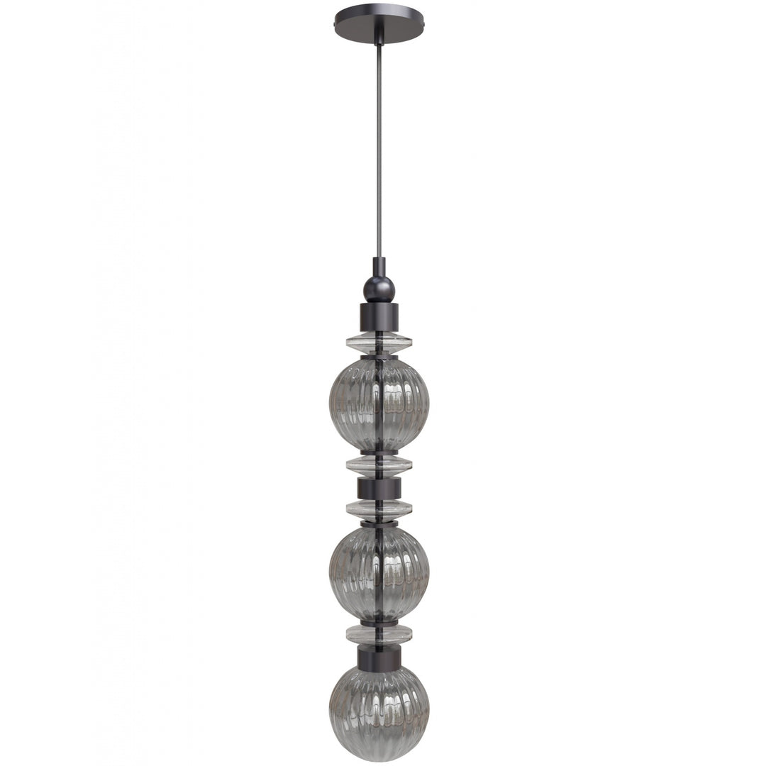 Avra Stacked LED Pendant in Black/Smoked Glass by Avenue Lighting