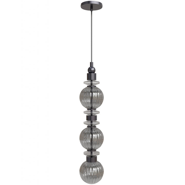 Avra Stacked LED Pendant in Black/Smoked Glass by Avenue Lighting