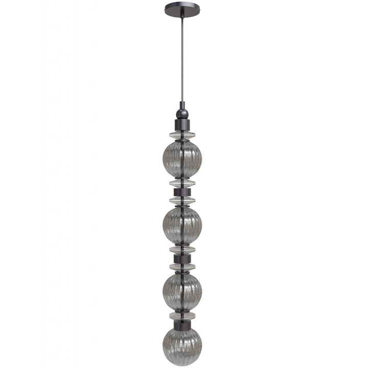 Avra Stacked LED Pendant in Black/Smoked Glass by Avenue Lighting