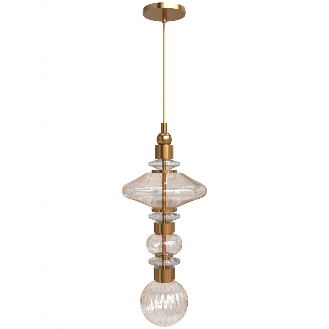 Avra Top Stacked LED Pendant in Aged Brass/Clear Glass by Avenue Lighting