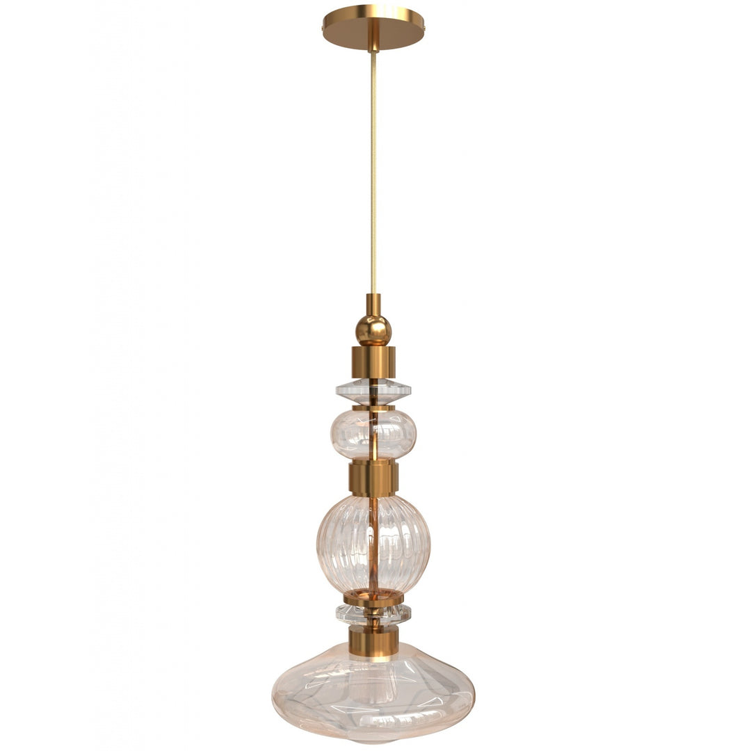 Avra Bottom Stacked LED Pendant in Aged Brass/Clear Glass by Avenue Lighting