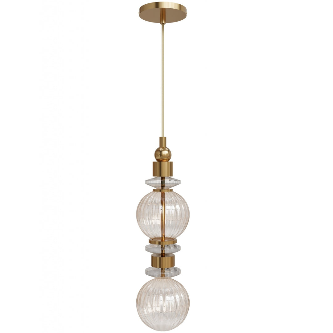 Avra Stacked LED Pendant in Aged Brass/Clear Glass by Avenue Lighting